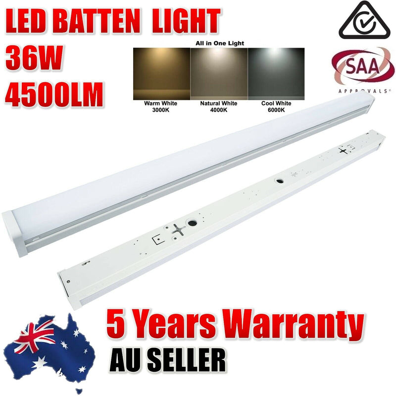 Easy Installation 36W 1200mm Tri Colour LED Batten Light Linear Diffused Ceiling