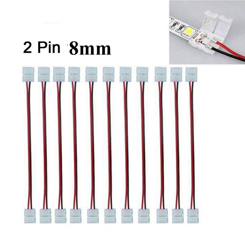 10pcs LED Strips PCB with wire Double End Connector Adapter 8mm