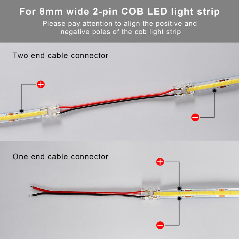 4pcs Double End Extension Wire Terminal Connectors for 10mm COB LED Strip