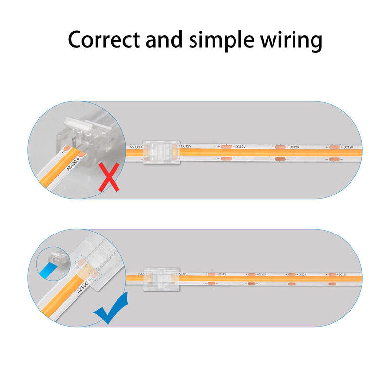 4pcs Double End Extension Wire Terminal Connectors for 8mm COB LED Strip