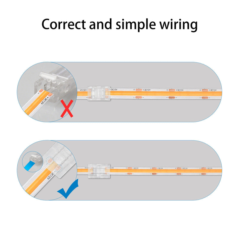 4pcs Double End Extension Wire Terminal Connectors for 10mm COB LED Strip