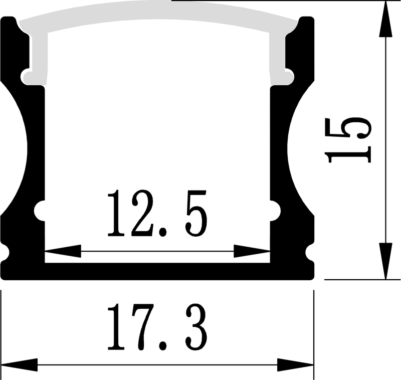 2m Black Led Strip Lights Deep channel Profile