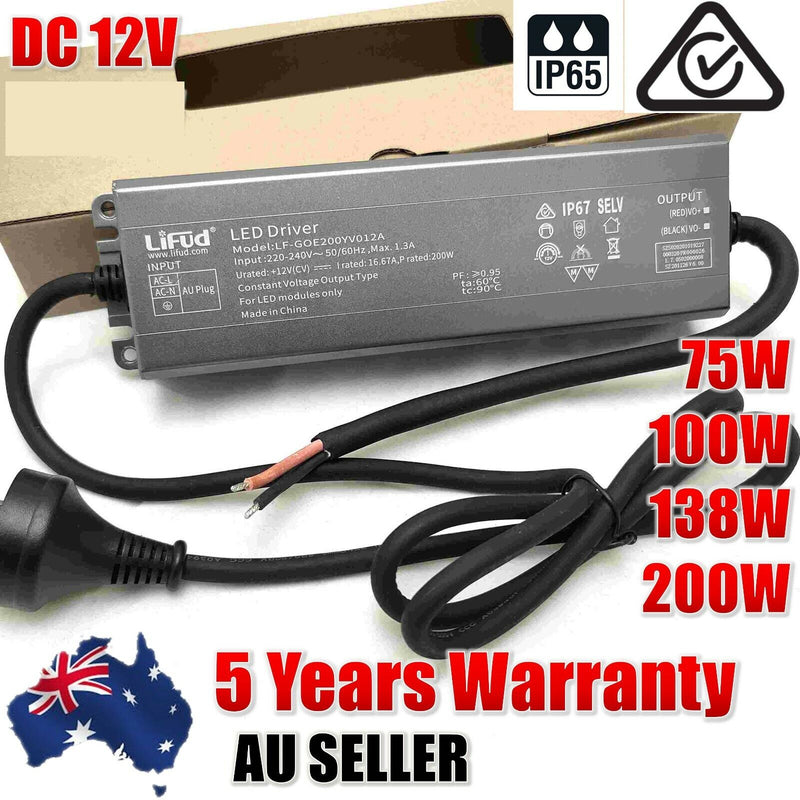 IP67 Waterproof Transformer Power Supply Adapter AC to DC 12V LED Driver AU