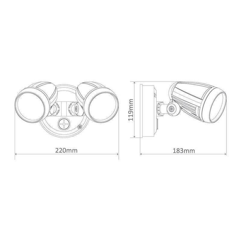 Waterproof 26W LED Twin Security Sensor Spot Flood Light Outdoor Garage IP44 - TRYPER LED LIGHTING