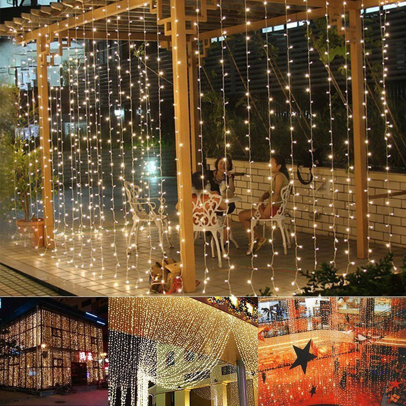 300/600 Led Curtain Fairy String Lights Wedding Outdoor Christmas Garden Party