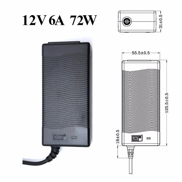 12V DC 6A Power Supply Charger TransformerLED Strips light Adapter