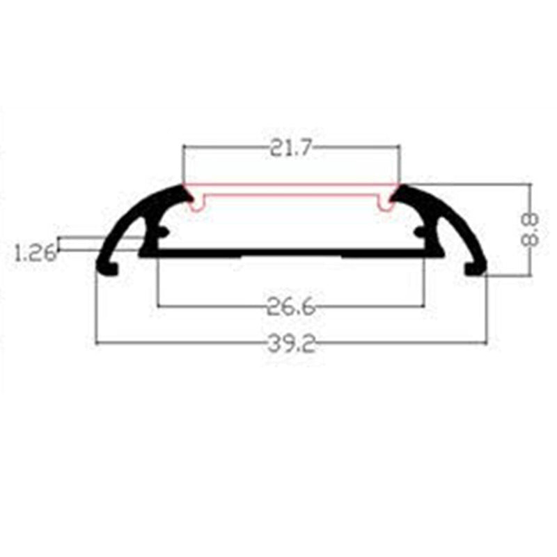 2M Wide Edge Channel profile - TRYPER LED LIGHTING