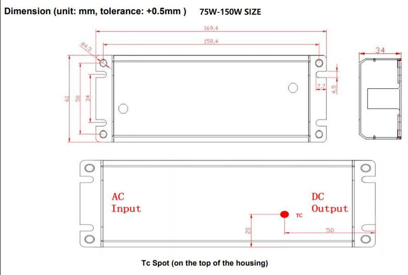 138W IP67 12V DC Transformer Power Supply Adapter